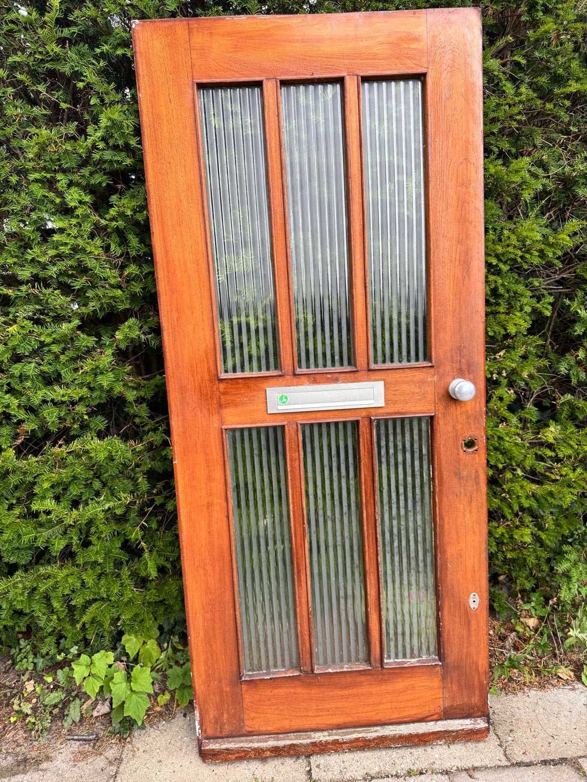 Hardhouten voordeur met glas en slot, Ophalen, Gebruikt, 80 tot 100 cm, Buitendeur
