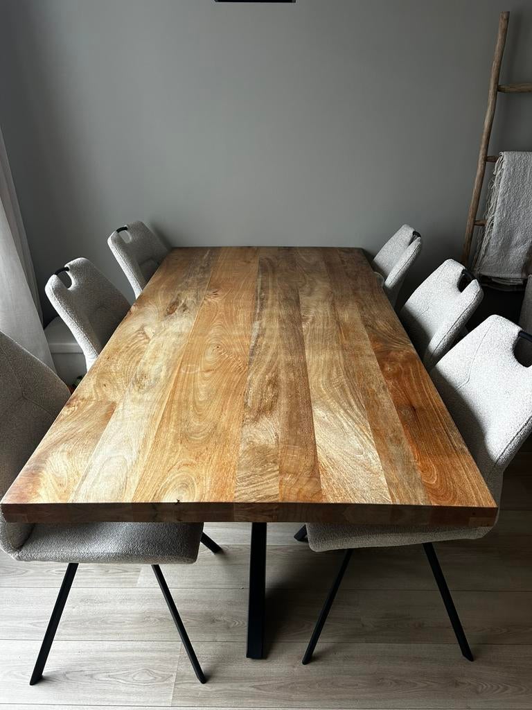 Mangohouten eettafel, Huis en Inrichting, Tafels | Eettafels, 200 cm of meer, Zo goed als nieuw, Rechthoekig, 50 tot 100 cm