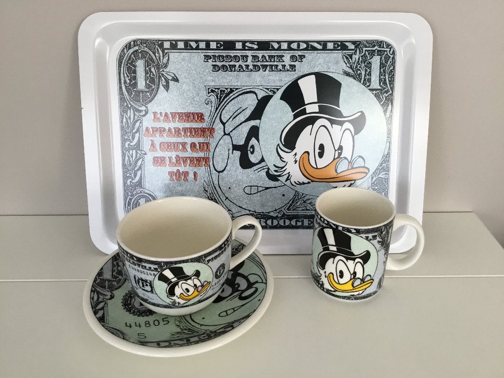 Disney ontbijtset Oom Dagobert dienblad, mok, kom & schotel, Verzamelen, Ophalen of Verzenden, Overige figuren, Zo goed als nieuw