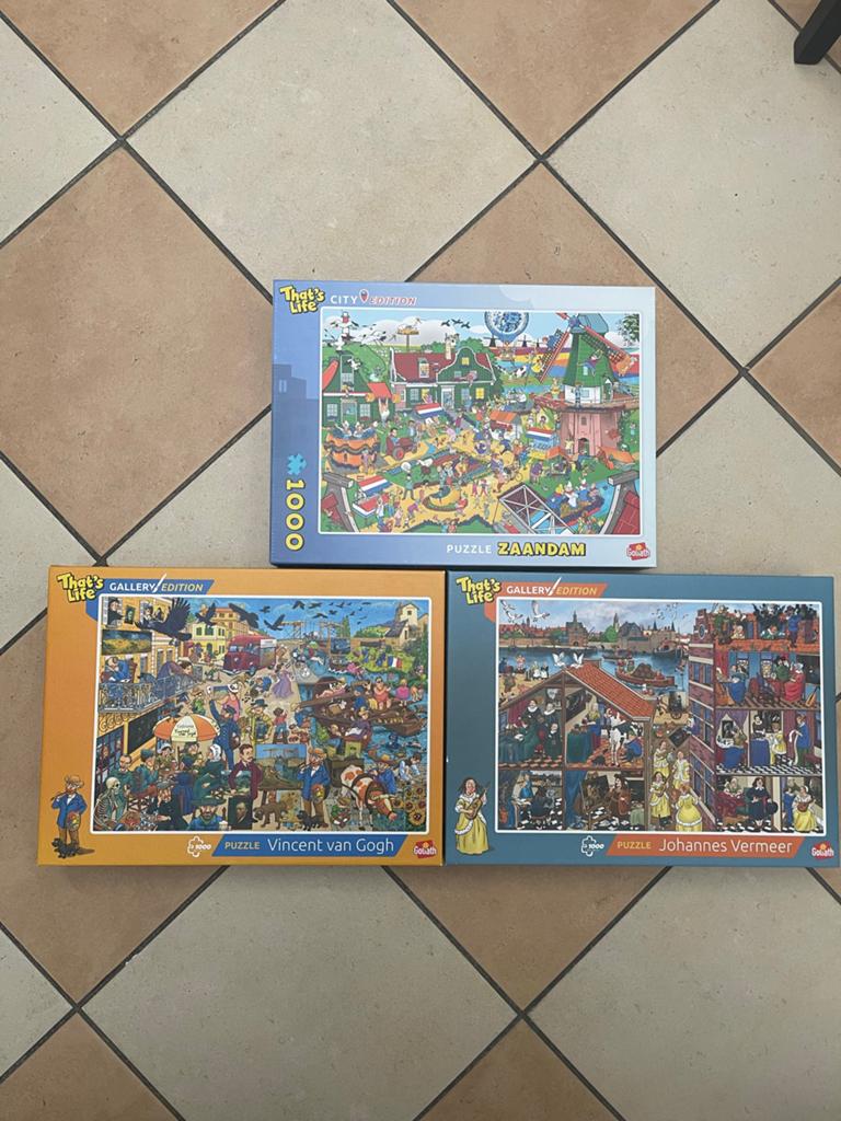 3x That's Life Puzzels: Van Gogh, Zaandam, Vermeer 1000 st., Ophalen, 500 t/m 1500 stukjes, Zo goed als nieuw, Legpuzzel