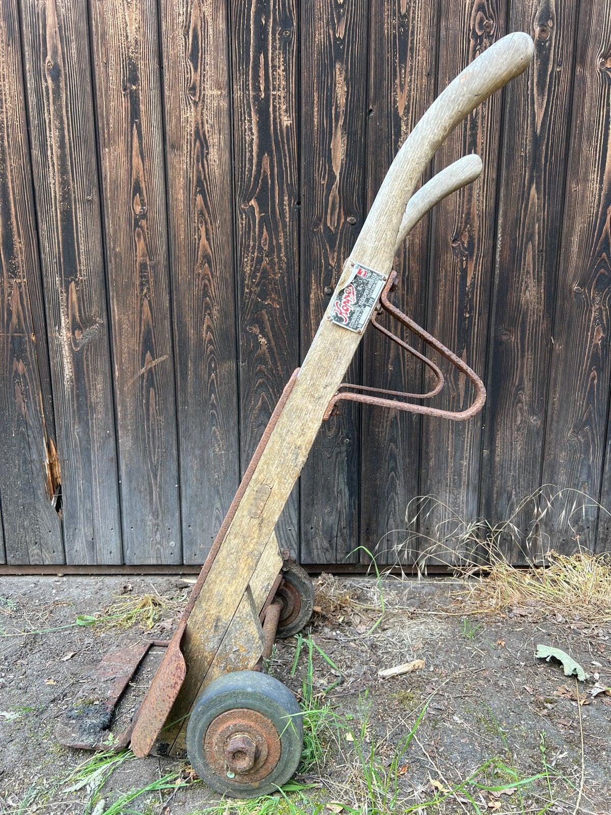 Oude houten steekwagen - decoratief, Ophalen, Gebruikt, Steekwagen