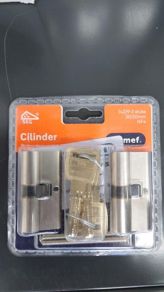 Nemef - Dubbele veiligheidscilinder 142/9 30-30, 2 stuks, Ophalen of Verzenden, Info@kingcashshoptilburg.nl, Tilburg, Nieuw