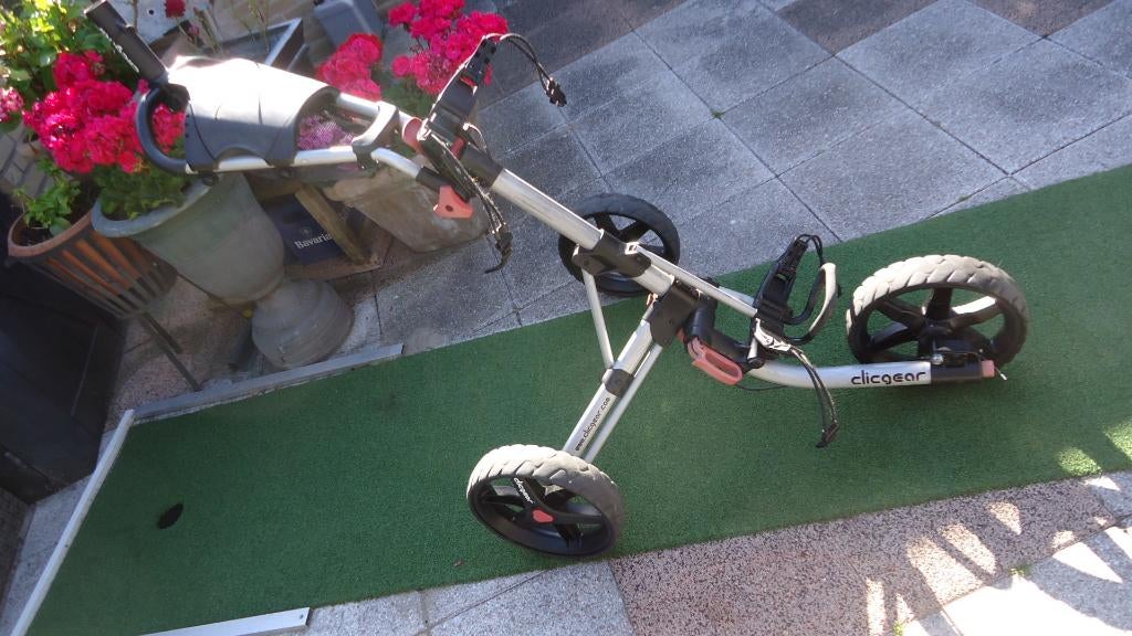 GEVRAAGD   defecte golftrolley  clicgear of  fastfold, Ophalen of Verzenden, Gebruikt, Golfkar