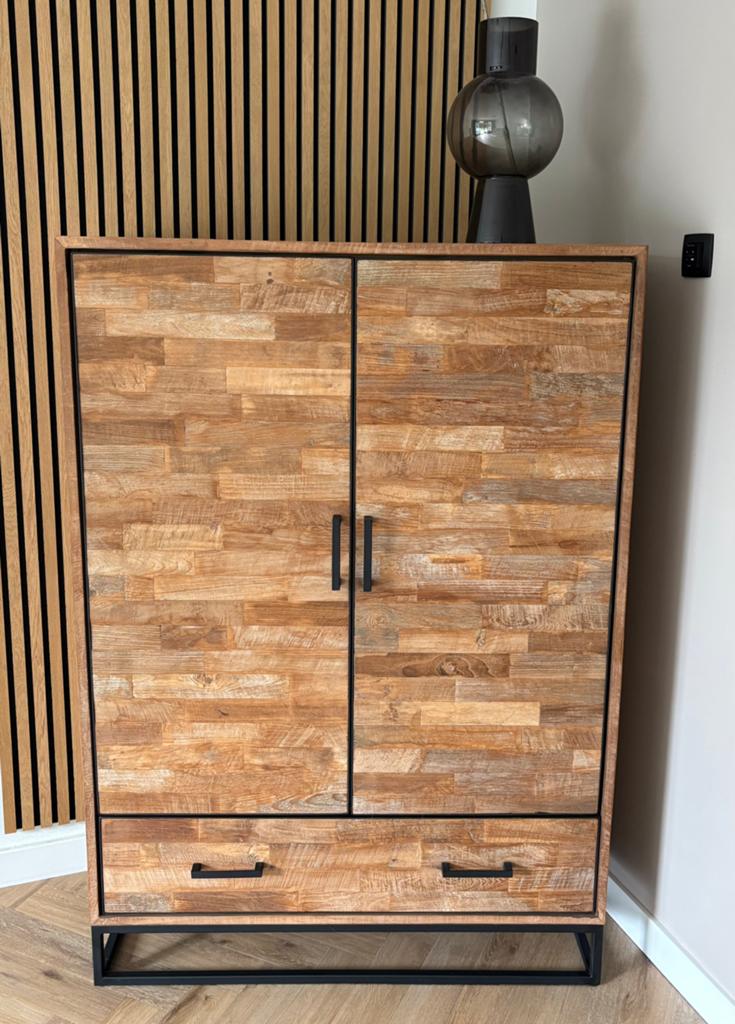 Buffetkast van gerecycled teakhout, Huis en Inrichting, Kasten | Wandmeubels, Ophalen of Verzenden, Zo goed als nieuw, Minder dan 150 cm