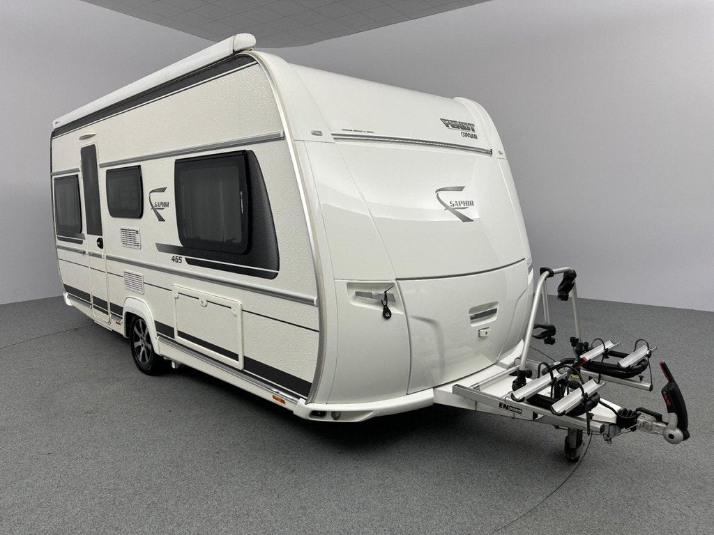 Fendt Saphir 465 TG Enkele bedden Dakairco Cassetteluifel, Caravans en Kamperen, Caravans, Hordeur, Bedrijf, 1250 - 1500 kg, 2 aparte bedden
