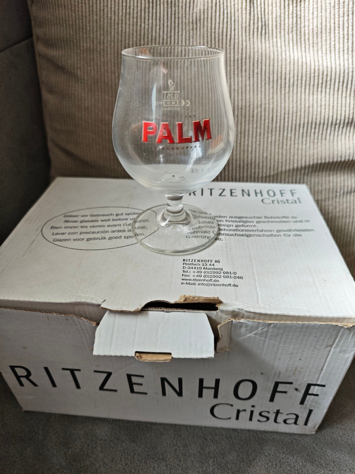 Palm bierglazen volle doos 6 stuks nieuw 25cl, Ophalen of Verzenden, Nieuw, Bierglas