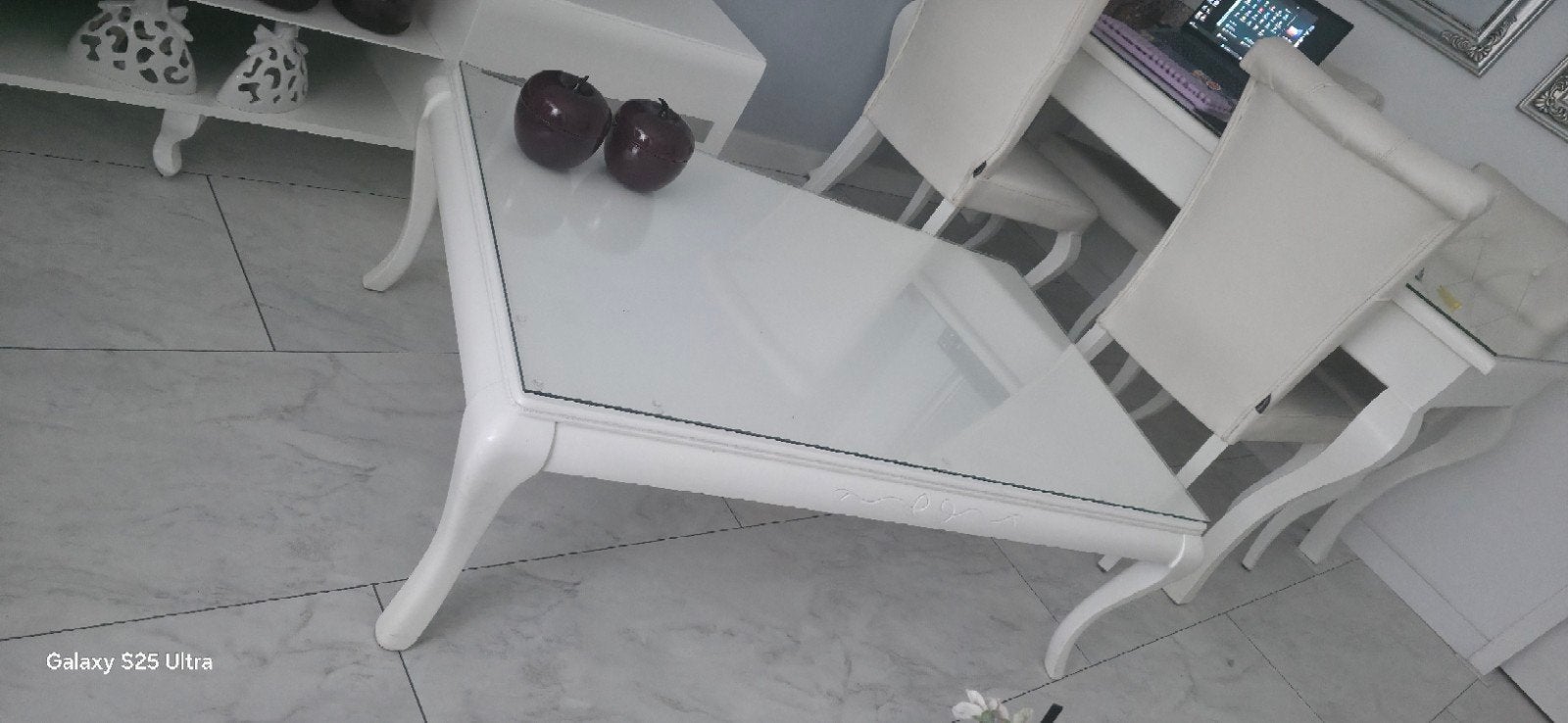 Barok stijl Salontafel met glazen blad, Ophalen, Gebruikt, 100 tot 150 cm, Rechthoekig