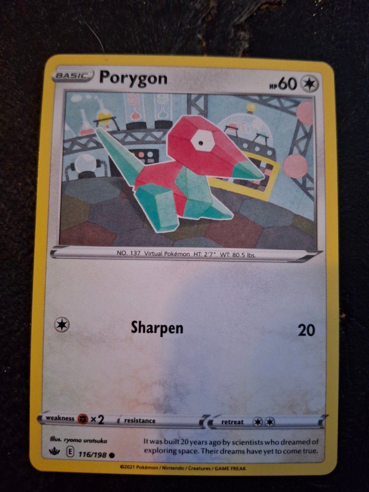 Porygon Pokémon Kaart - Basic, HP 60, Sharpen aanval, Ophalen of Verzenden, Zo goed als nieuw, Losse kaart