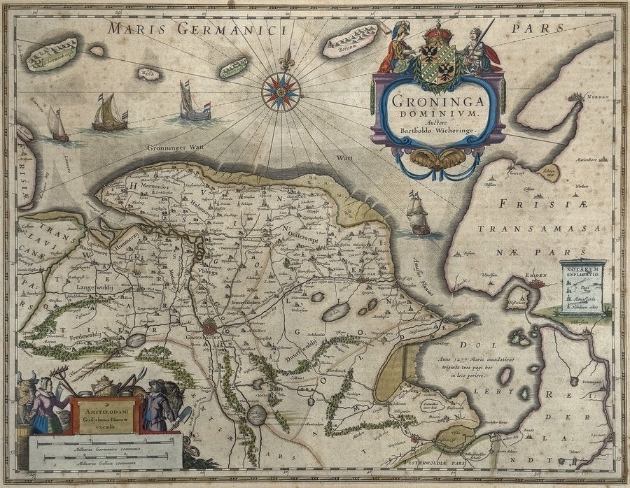 124. Gravure, Bartoldus Wicheringe–Groningen, 17e eeuw, Ophalen, Cartografie, 1600 - 1699, Gravure