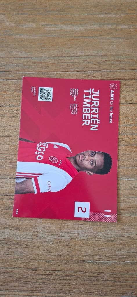 Spelerskaart; Jurrien Timber # Ajax Amsterdam, Ophalen of Verzenden, Nieuw, Ajax, Spelerskaart