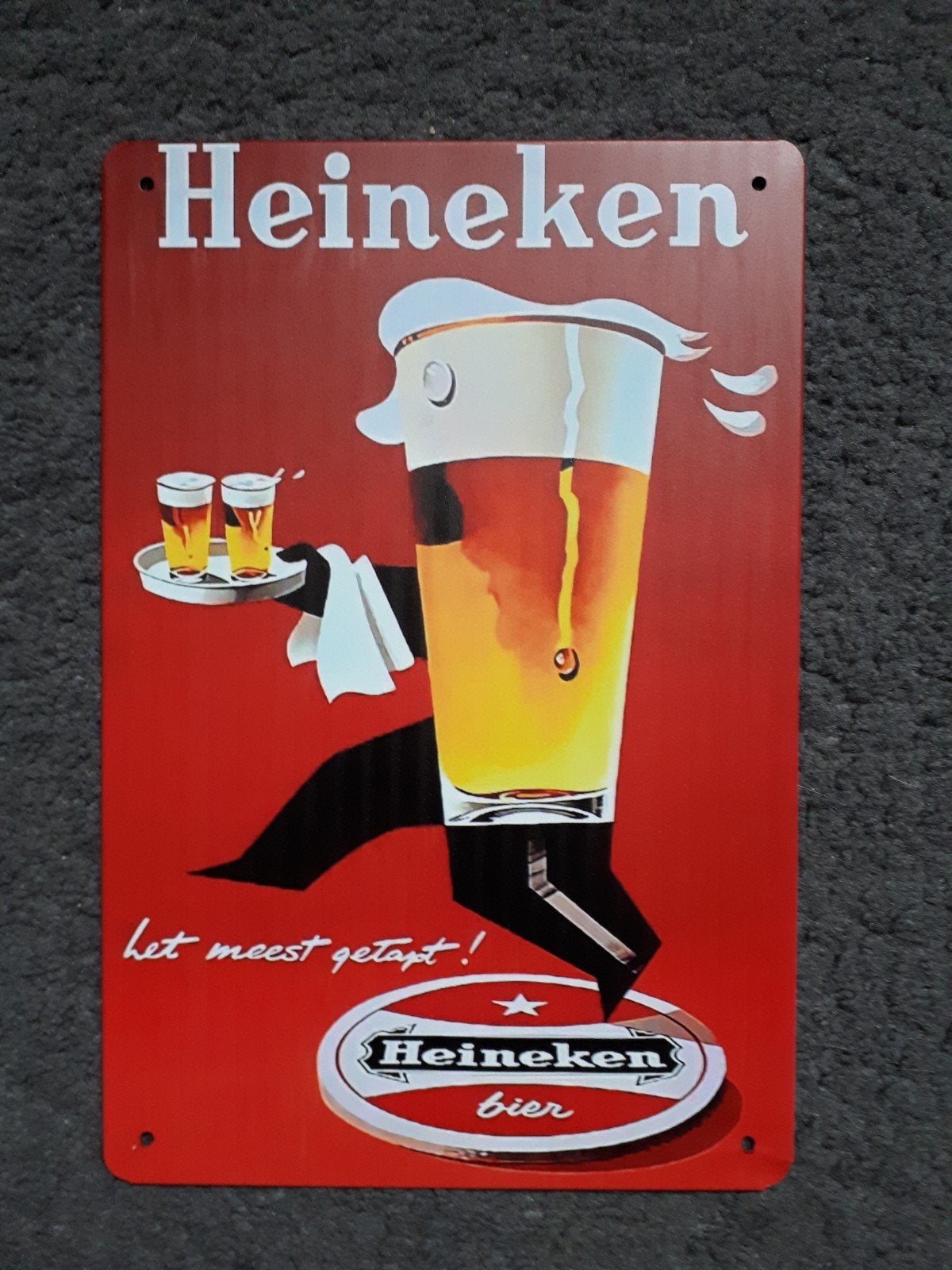 Heineken 20x30 cm Metalen Reclamebord, Verzamelen, Biermerken, Verzenden, Nieuw, Reclamebord, Plaat of Schild, Heineken