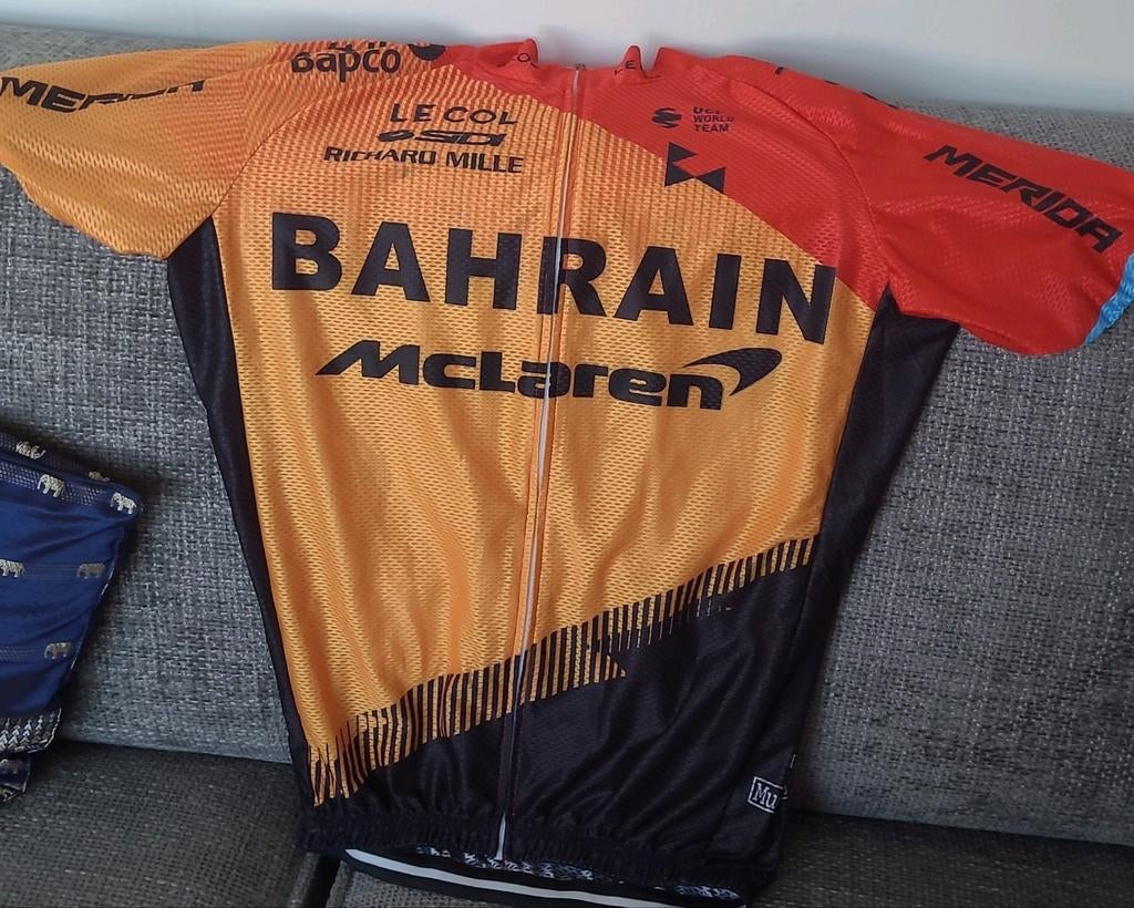 Bahrain wielershirt maat XL McLaren le col wielrennen, Ophalen of Verzenden, Zo goed als nieuw, Maat 56/58 (XL)