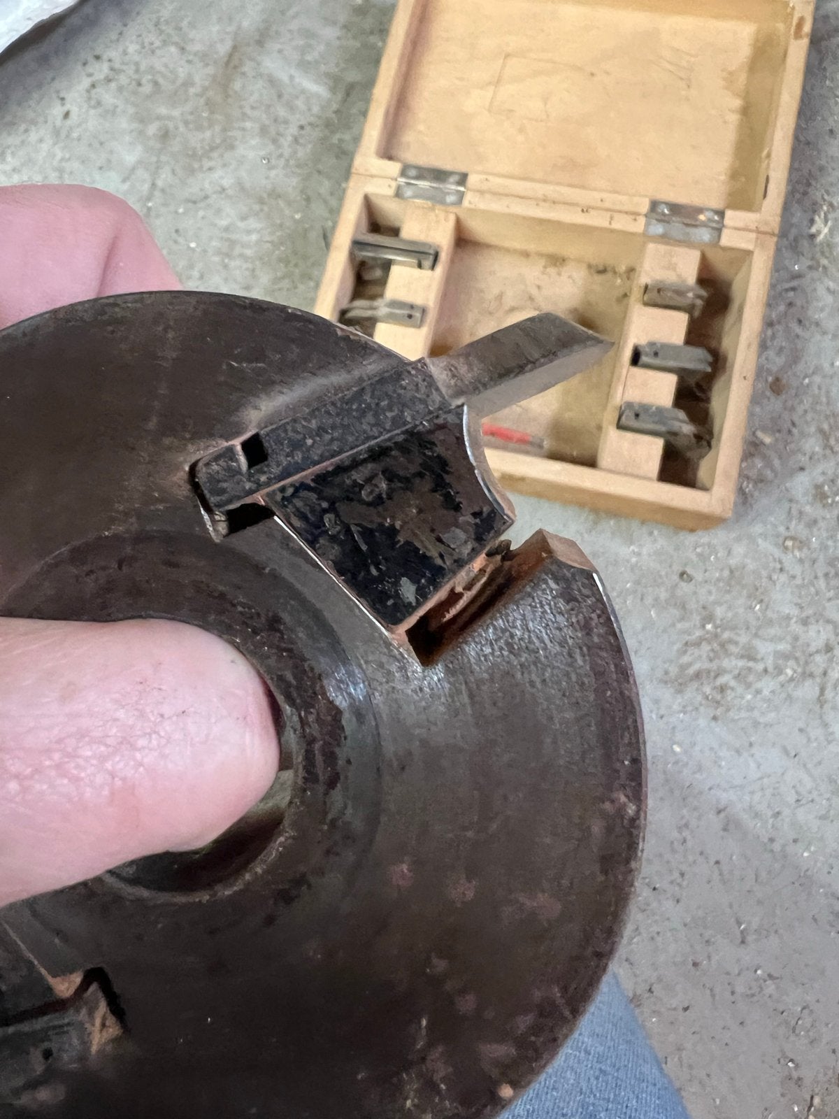 Profielmessen blokje asgat 30mm met diverse profielen, Ophalen of Verzenden, Gebruikt
