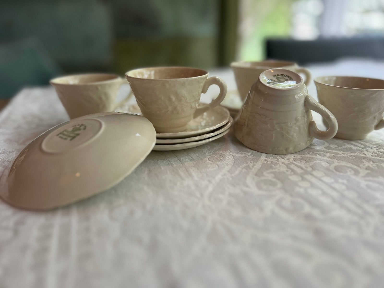 Set van 5 Mason's Patent Ironstone China kopjes en schotels, Ophalen of Verzenden