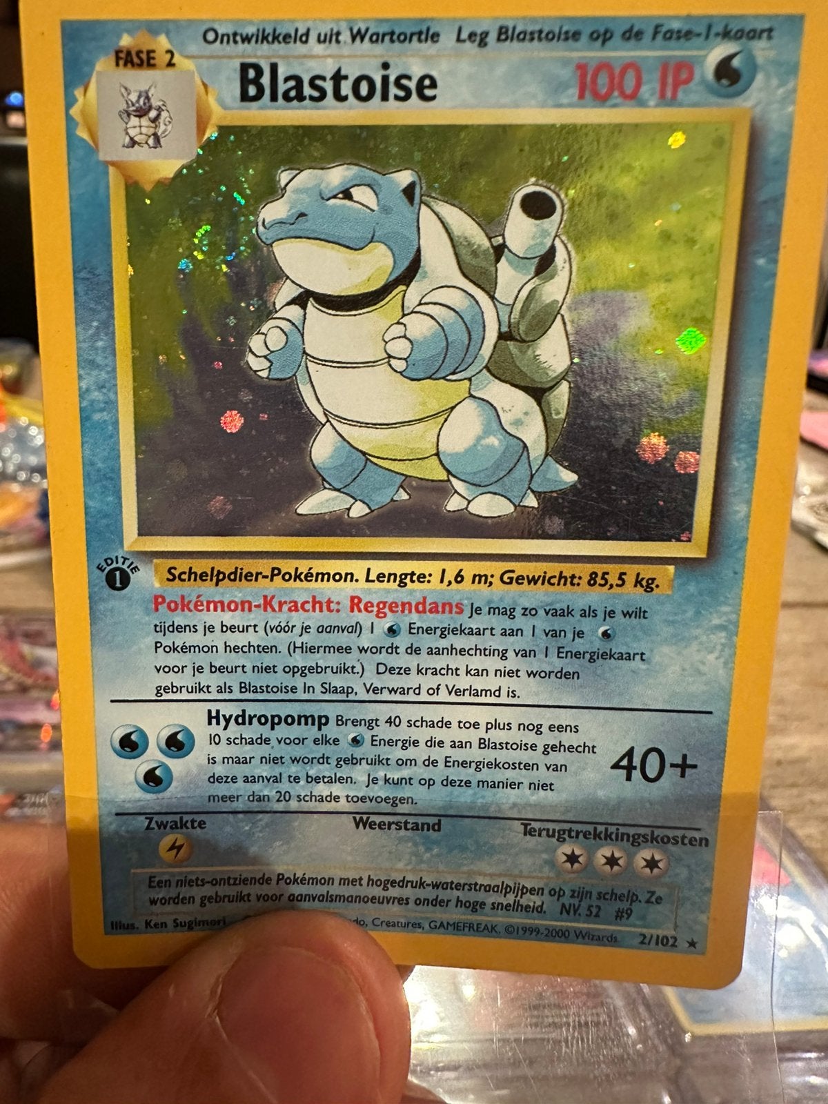Blastoise Holo Rare 2/102 - Base Set - Nederlands - Swirl, Ophalen of Verzenden, Gebruikt, Losse kaart, Foil