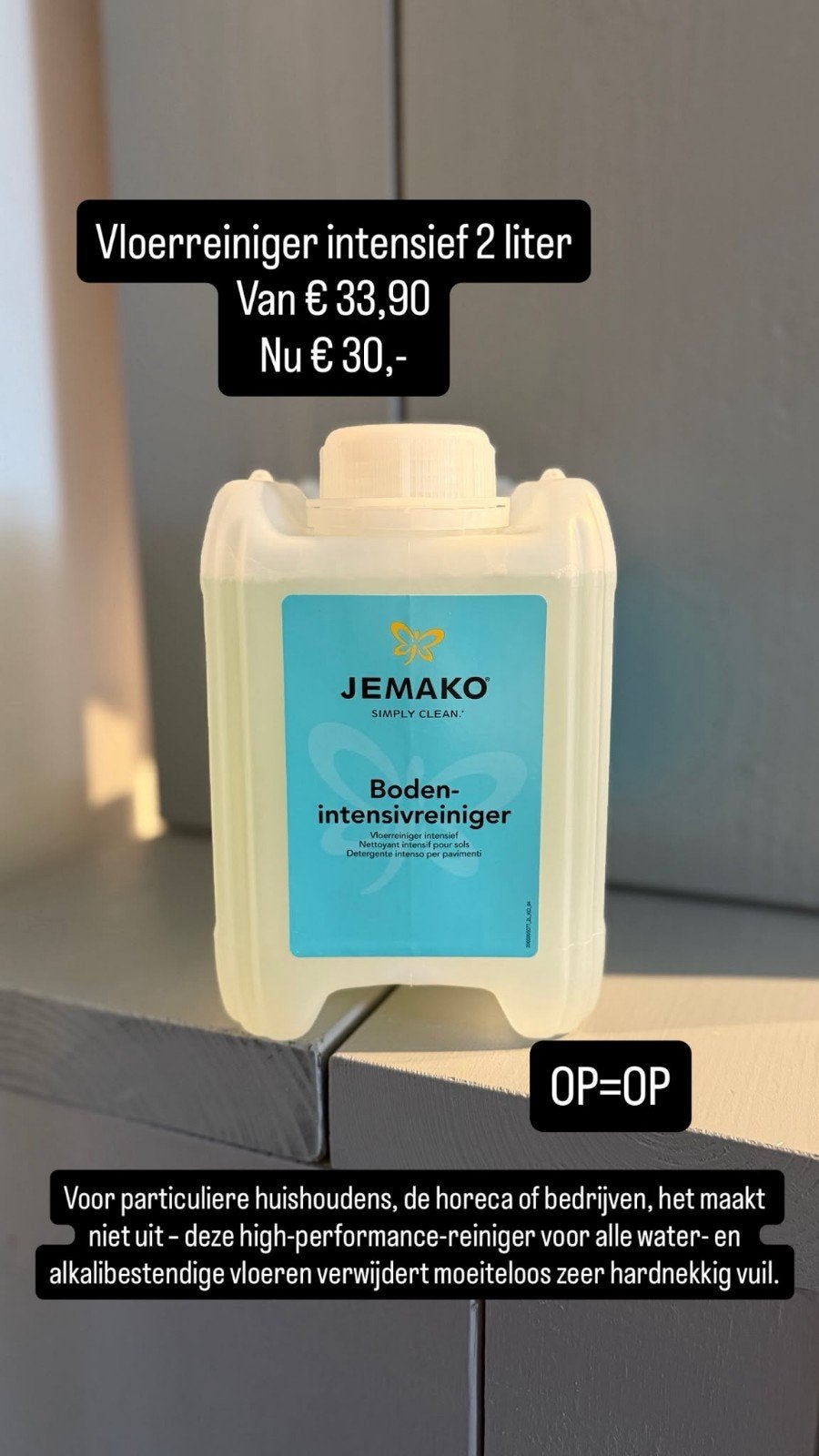 JEMAKO Intensieve Vloerreiniger 2 Liter - OP=OP, Huis en Inrichting, Schoonmaakartikelen, Ophalen of Verzenden
