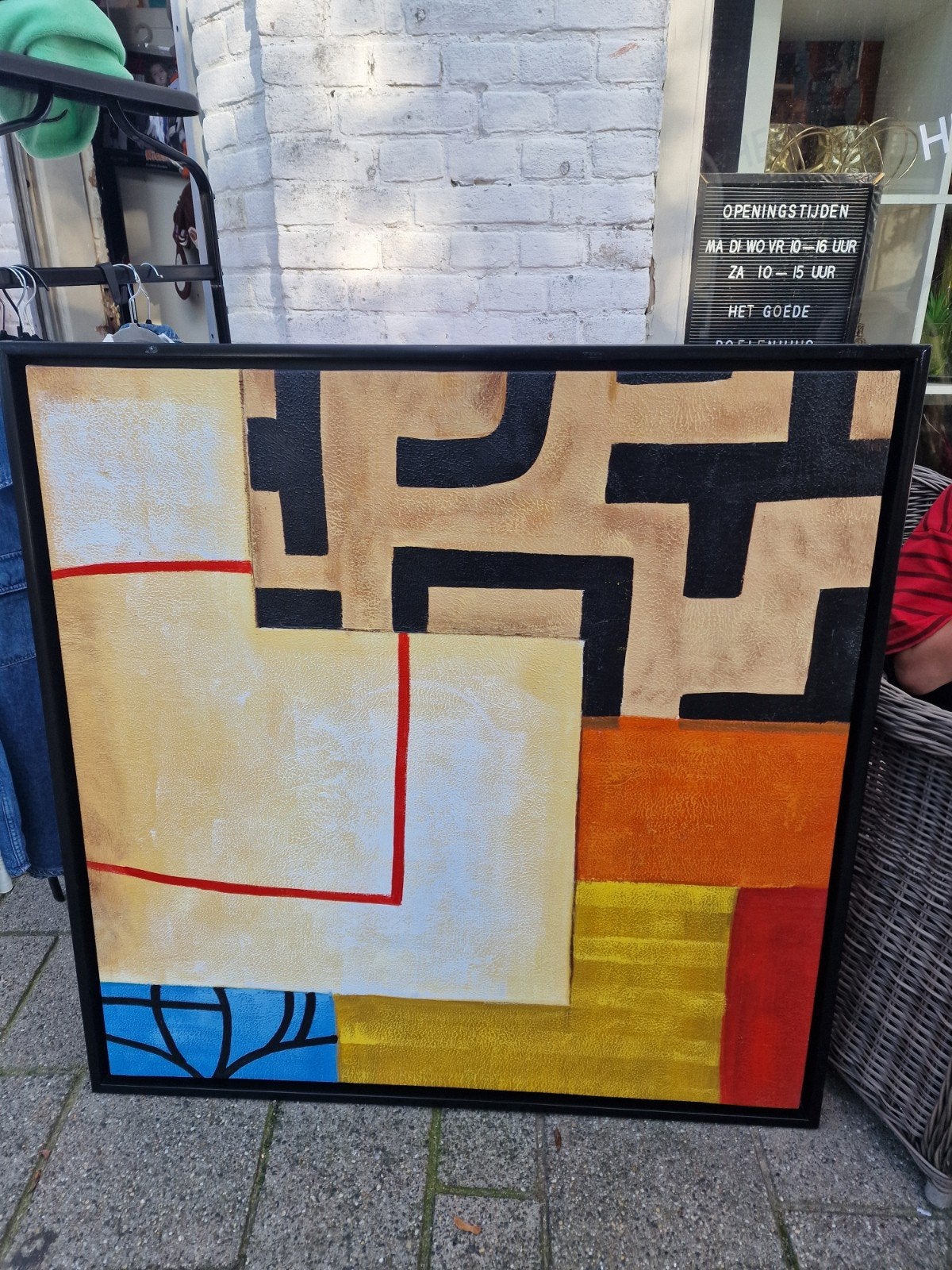Abstract Schilderij 106x106 cm met Houten Frame, Ophalen