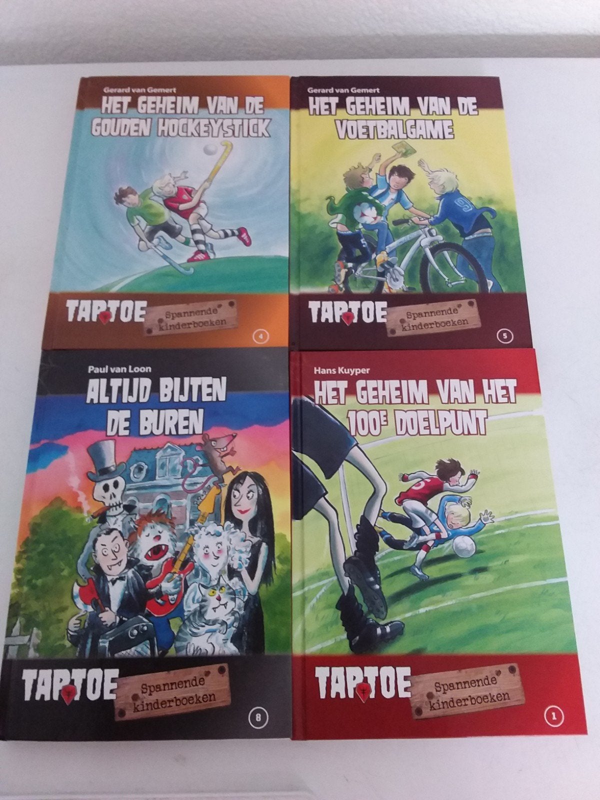4xTaptoe spannende kinderboeken-Gerard van Gemert, Paul van, Boeken, Ophalen of Verzenden, Gelezen, Gerard van Gemert, Paul van Loon, Hans Kuyper