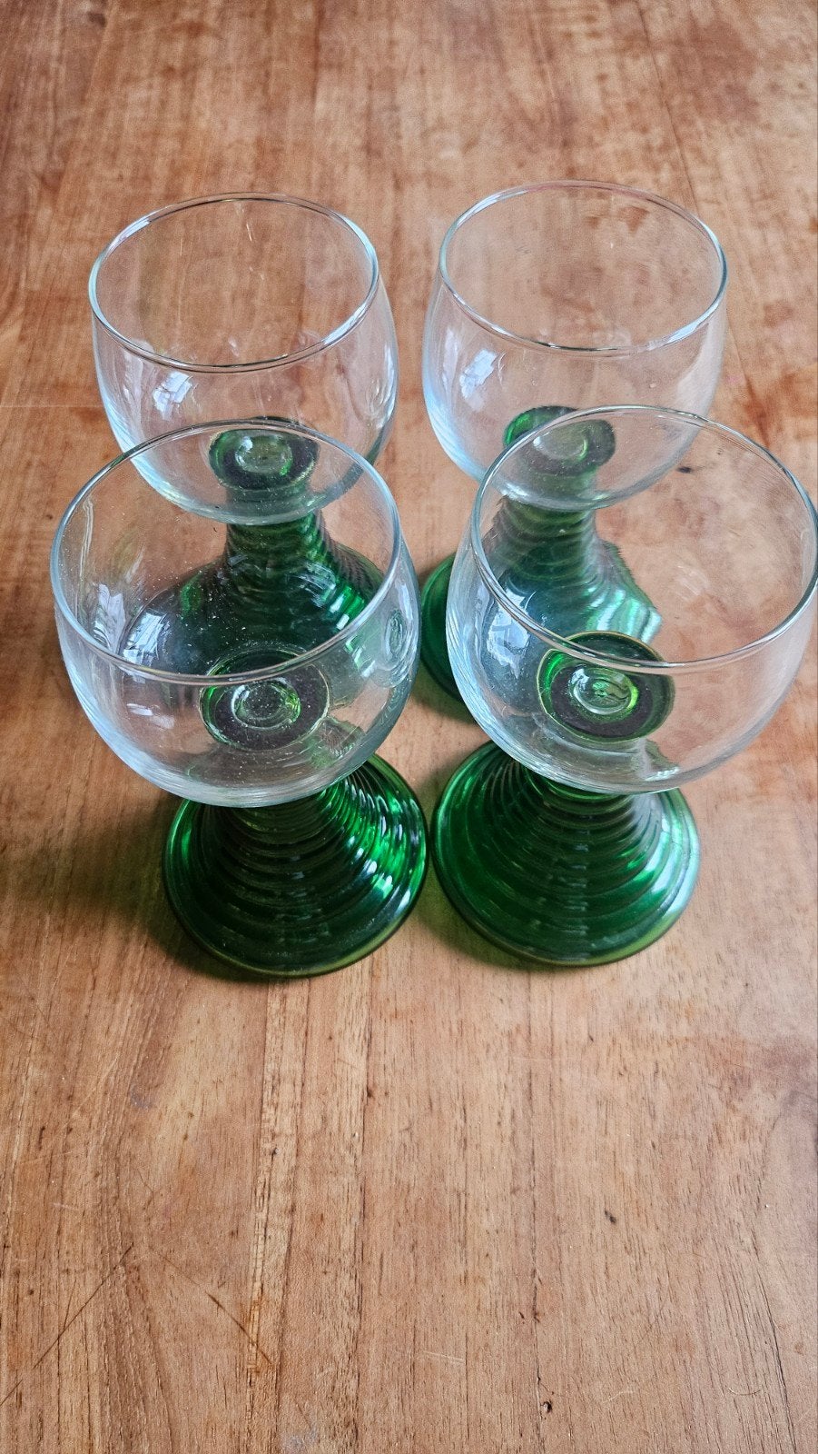 Set van 4 Groene Roemer Wijnglazen op Voet, Ophalen