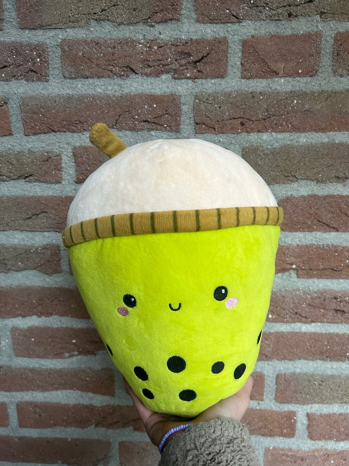 Leuke Bubble Tea Knuffel Kussen - Groen, Ophalen of Verzenden, Zo goed als nieuw, Jongen of Meisje