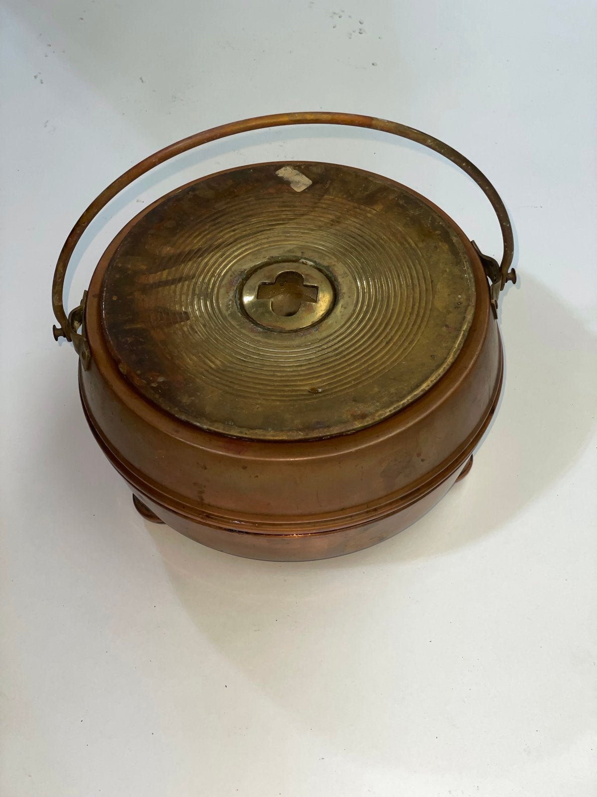 Antieke Koperen Pot met Bronzen Deksel en Handvat, Antiek en Kunst, Antiek | Koper en Brons, Ophalen, Koper