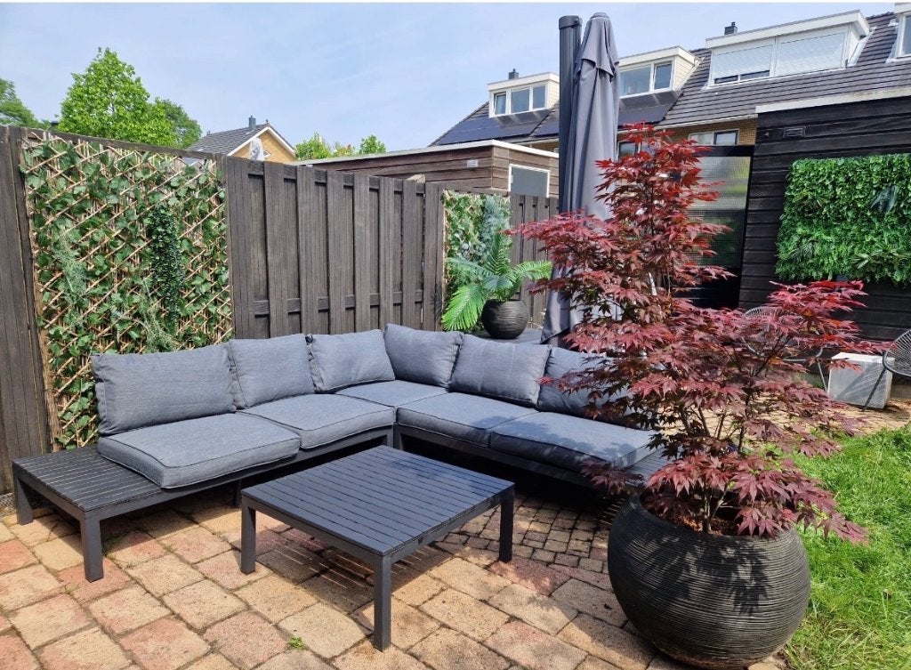 Loungeset tuin Cannes antraciet, Ophalen, Gebruikt, 5 zitplaatsen, Loungeset