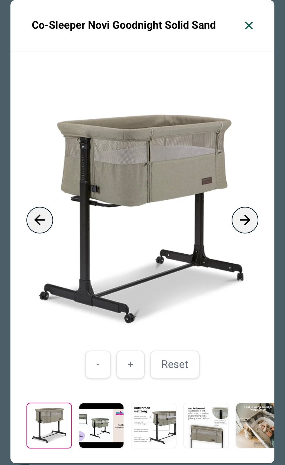 Cosleeper Novi goodnight  solid sand +matrasje, Ophalen, Zo goed als nieuw, Wieg