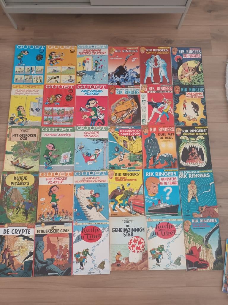 55 stripboeken: Lucky Luke, Kuifje, Guust, Rik Ringers e.a., Ophalen of Verzenden