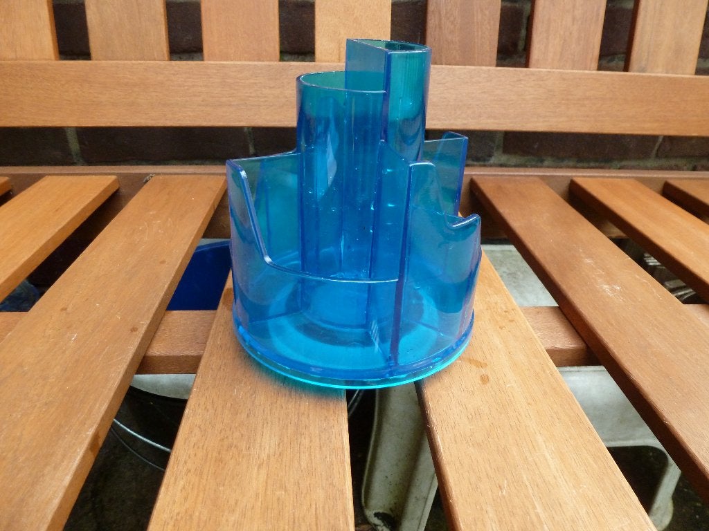 Blauwe vintage pennenhouder draaiend, Diversen, Ophalen of Verzenden, Gebruikt