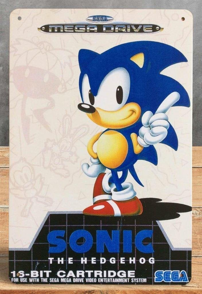 SONIC THE HEDGEHOG Metal Wandbord Poster Sega megadrive, Avontuur en Actie, Verzenden, 1 speler, Nieuw