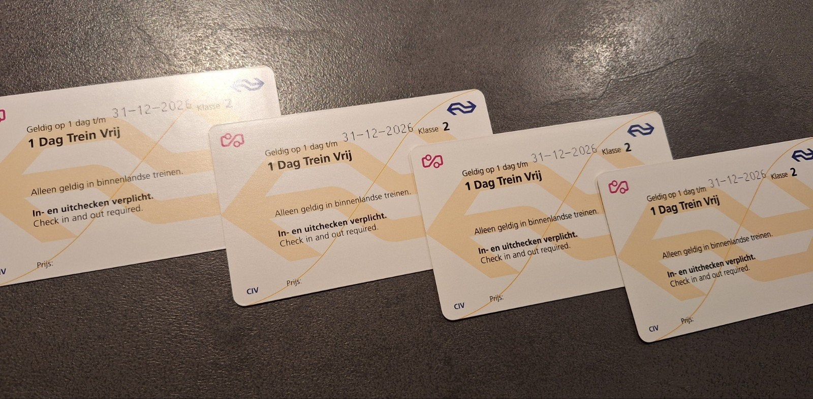 Kaartjes voor 1 gehele  dag onbeperkt vrij reizen, Tickets en Kaartjes, Drie personen of meer, Trein, Nederland, Algemeen kaartje