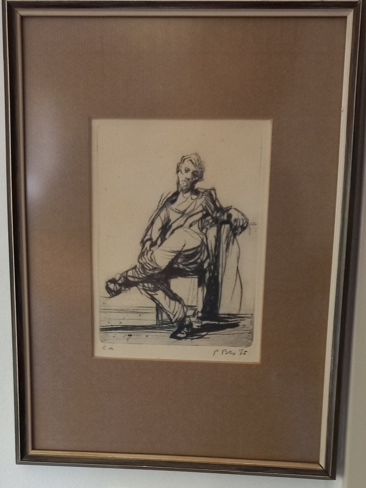 Peter Bes ets uit 1965 22x30cm, Antiek en Kunst, Ophalen of Verzenden