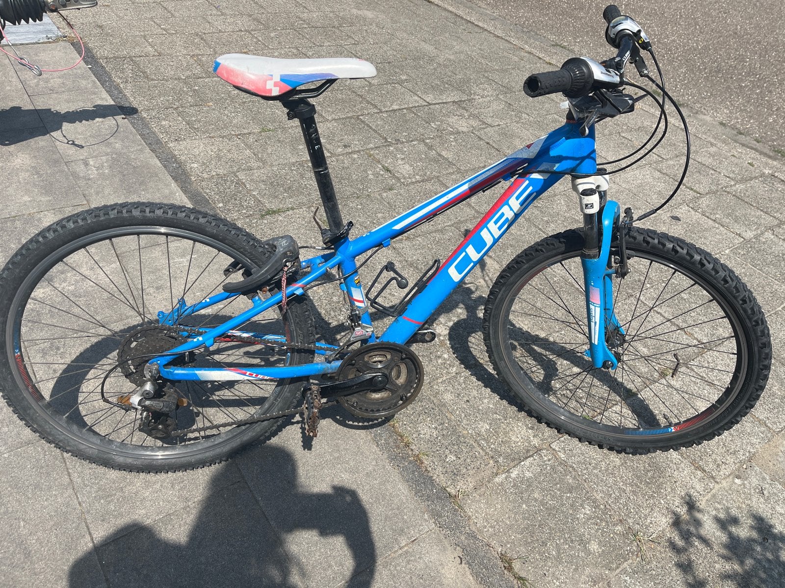 CUBE Mountainbike - Blauw/Rood/Wit - Gebruikt, Fietsen en Brommers, Fietsen | Mountainbikes en ATB, Overige merken, Gebruikt, Hardtail