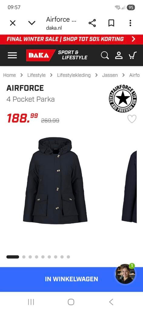 Airforce dames jas maat L, Kleding | Dames, Jassen | Winter, Airforce, Blauw, Maat 42/44 (L), Ophalen of Verzenden