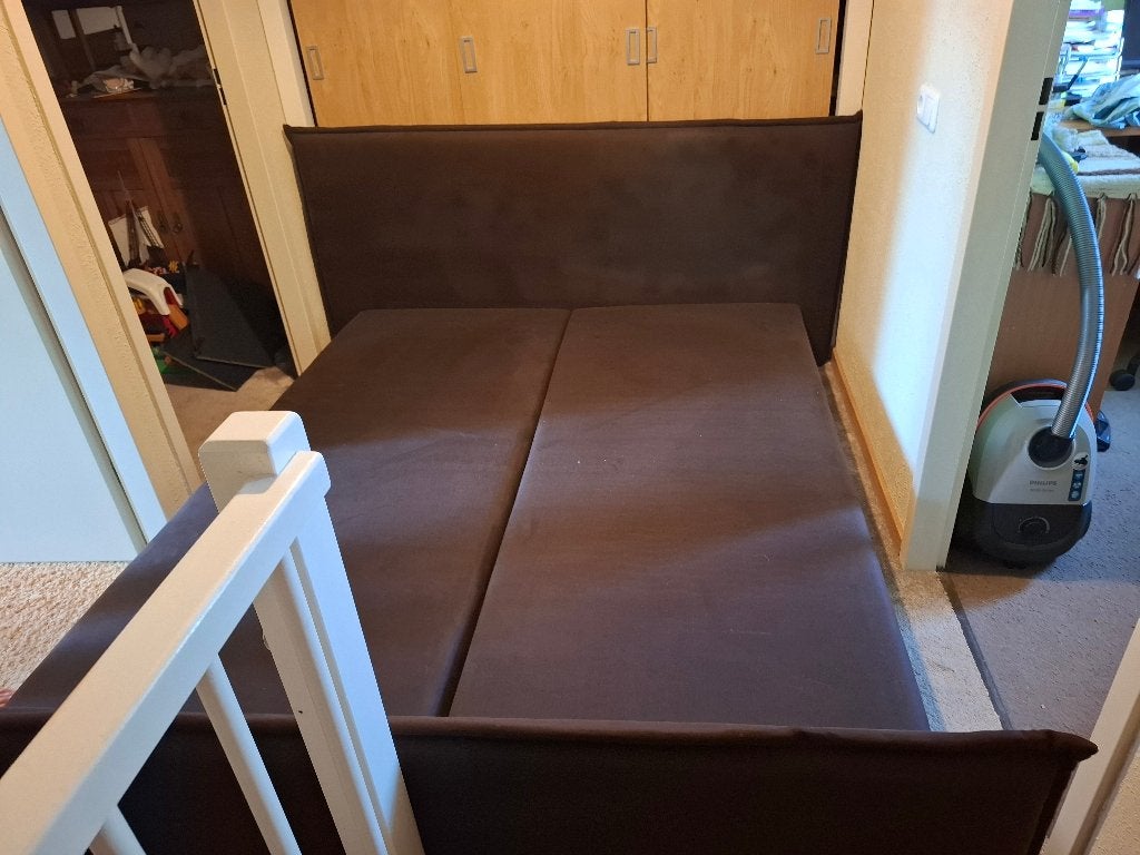 Boxspring, Ophalen, Gebruikt, Bruin, Tweepersoons