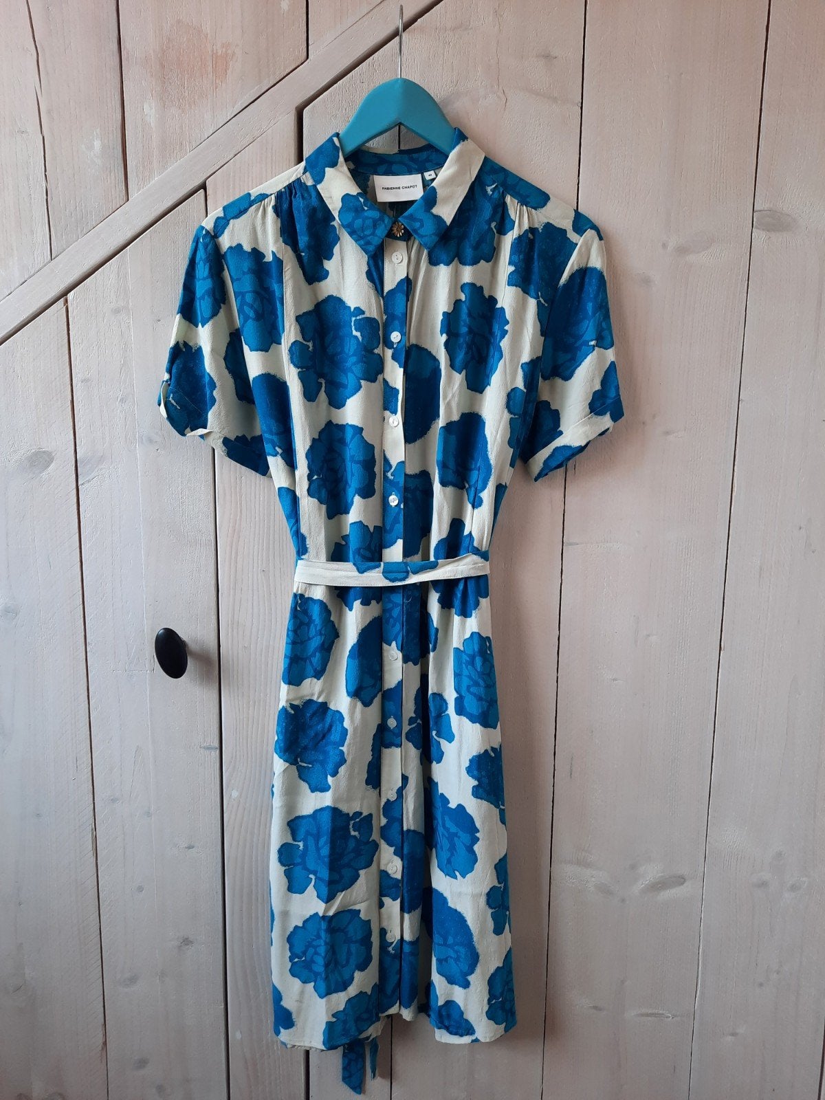 Fabienne Chapot Jurk - Blauw/Wit Bloemenprint - Maat 40, Maat 38/40 (M), Blauw, Ophalen of Verzenden, Zo goed als nieuw
