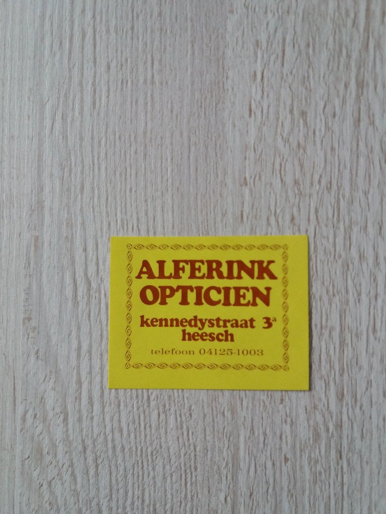 sticker ALFERINK OPTICIEN te heesch, Verzamelen, Ophalen of Verzenden, Zo goed als nieuw, Bedrijf of Vereniging