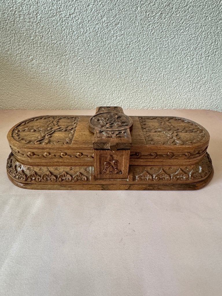 Antiek Indonesisch handgesneden houten inktstel, Overige onderwerpen, Houtsnijwerk, Ophalen of Verzenden, 20 - 50 cm