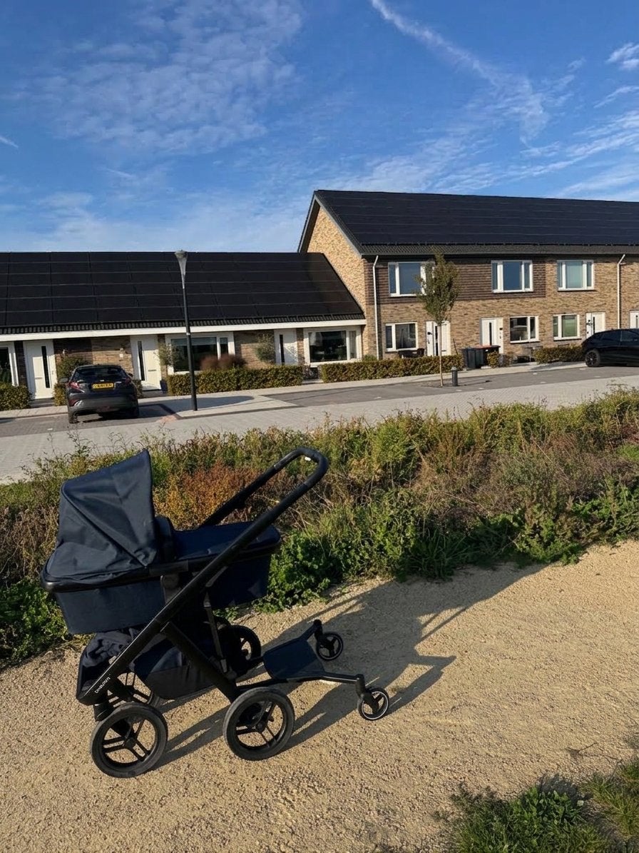 Dubatti Two kinderwagen met regenhoes en duoboard, Gebruikt, Duowagen, Ophalen, Kinderwagen