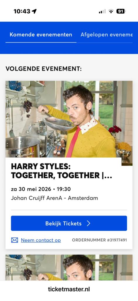 4 tickets Harry styles 30 mei VIP tickets disco package, Twee personen, Ticket of Toegangskaart