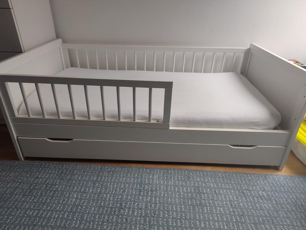 Peuterbed Petit Amelie met lade en beddengoed 140x70, Ophalen, Gebruikt, 140 tot 160 cm, 70 tot 85 cm