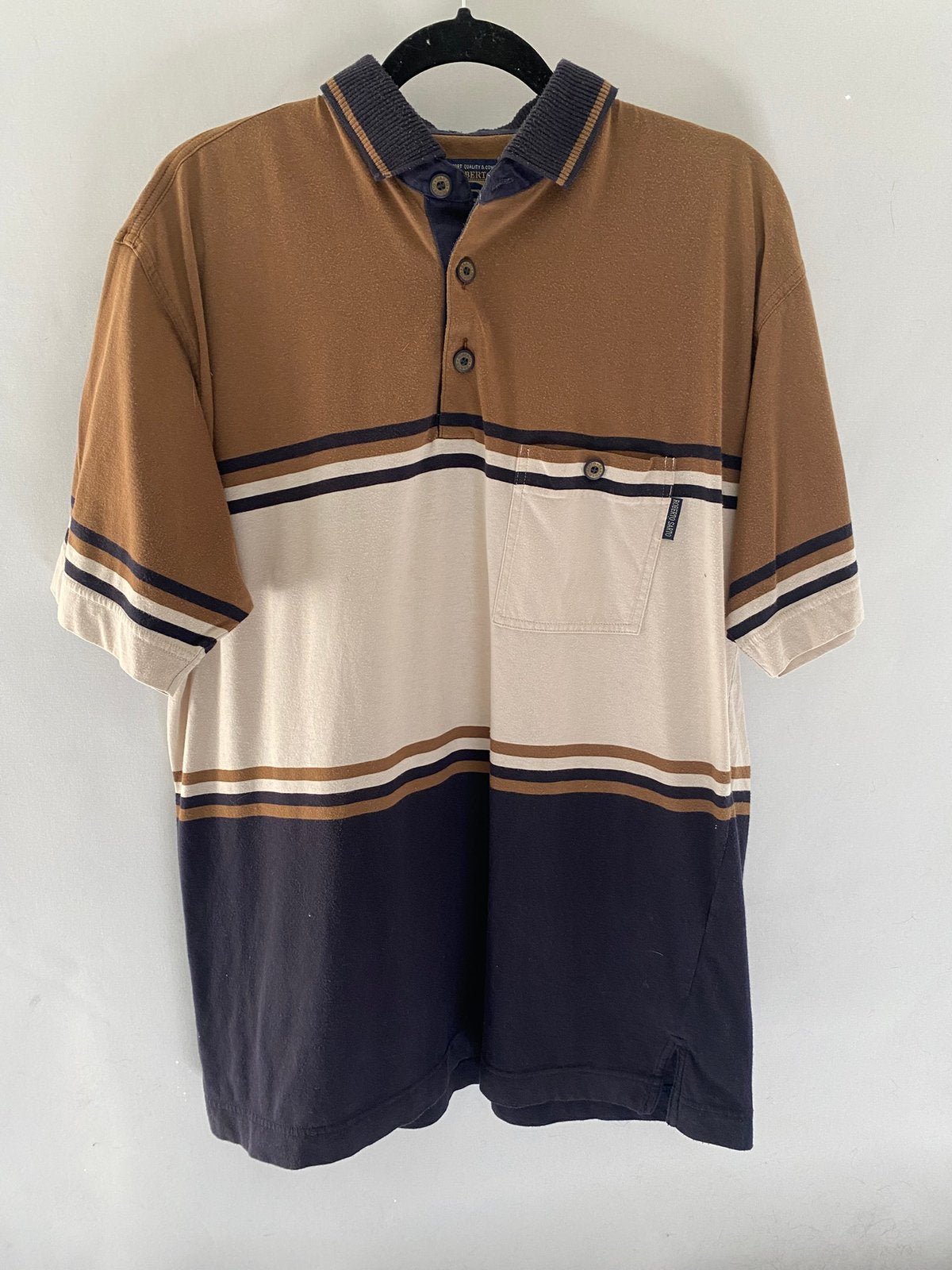 Roberto Sarto gestreepte polo heren maat L, Ophalen of Verzenden, Gedragen, Maat 52/54 (L), Bruin