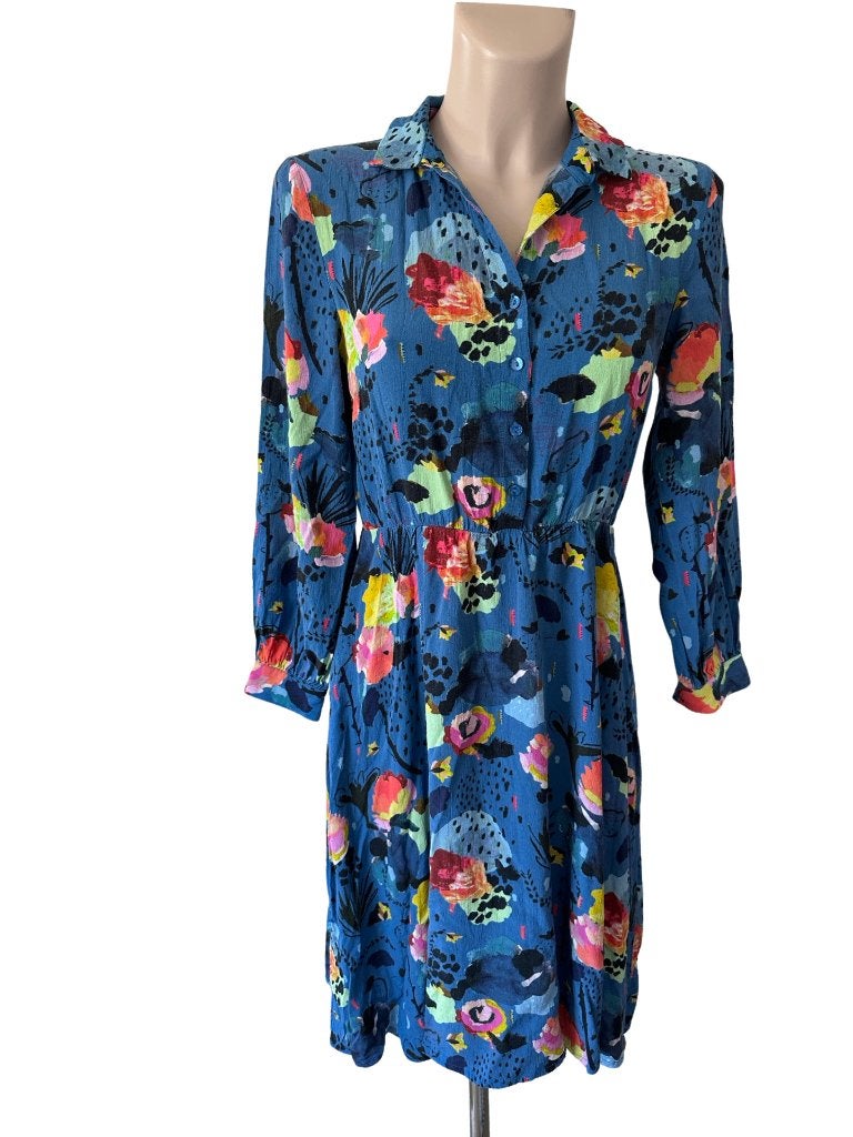 Pom Amsterdam jurk S, Kleding | Dames, Blauw, Ophalen of Verzenden, Zo goed als nieuw, Onder de knie