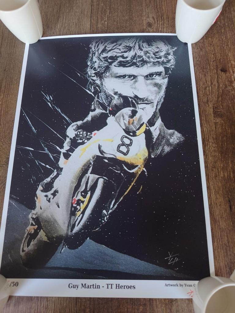 Print van Guy Martin de Isle of Man TT heroes, Ophalen of Verzenden, Motoren