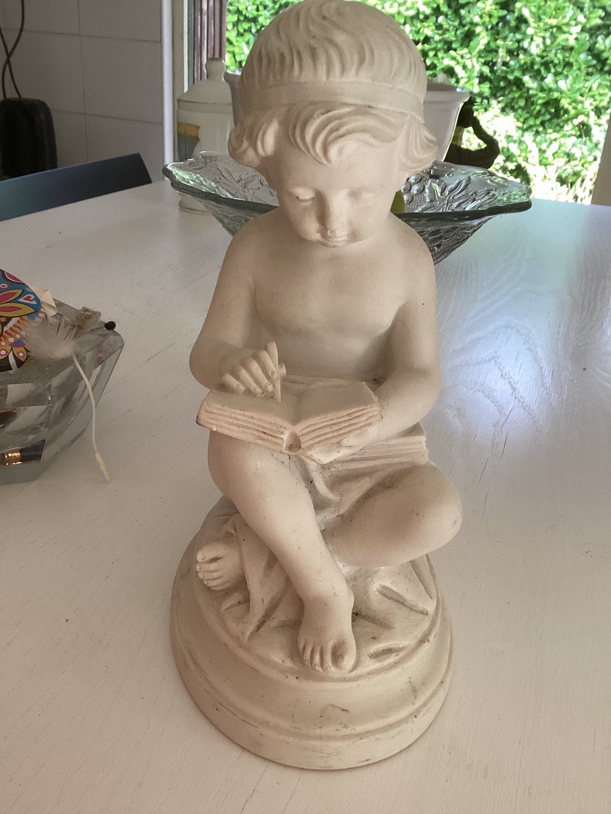 Puty schrijvend // hoog 24x16x12 cm  albast, Ophalen of Verzenden