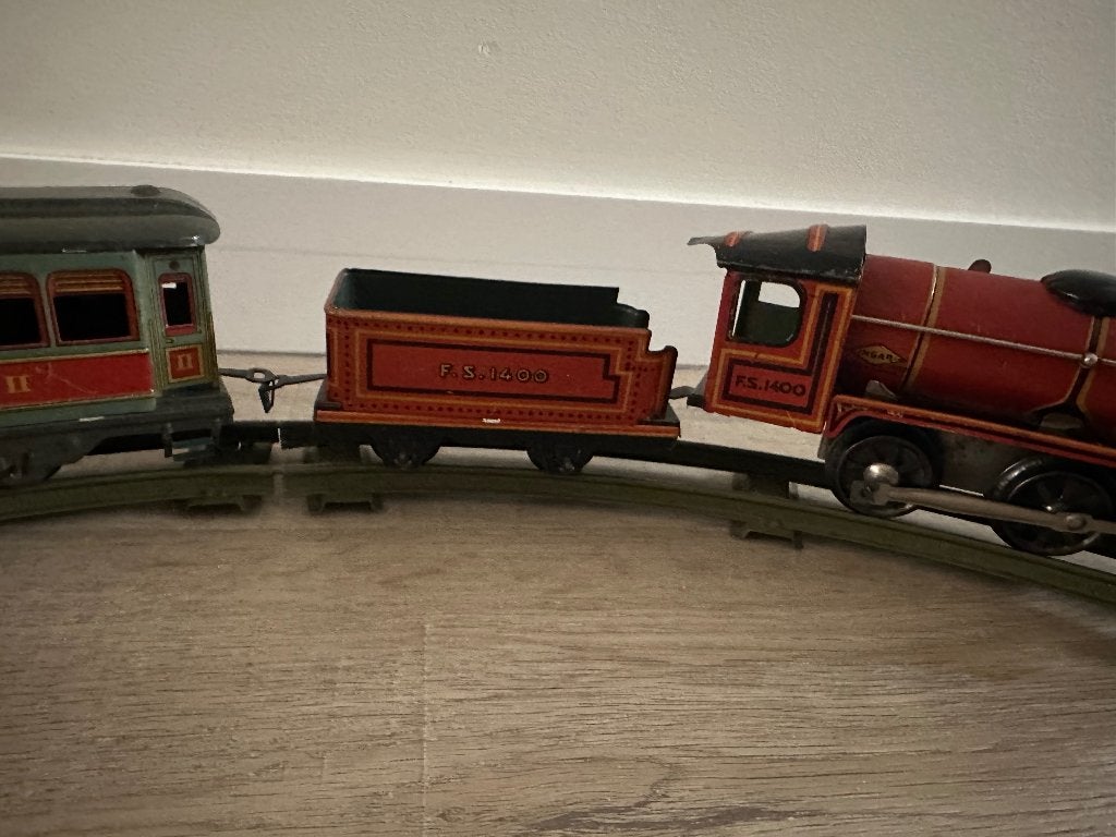 Oude trein en rails F.S. 1400 INGAP, Hobby en Vrije tijd, Gebruikt, Gelijkstroom, Rails, Ophalen