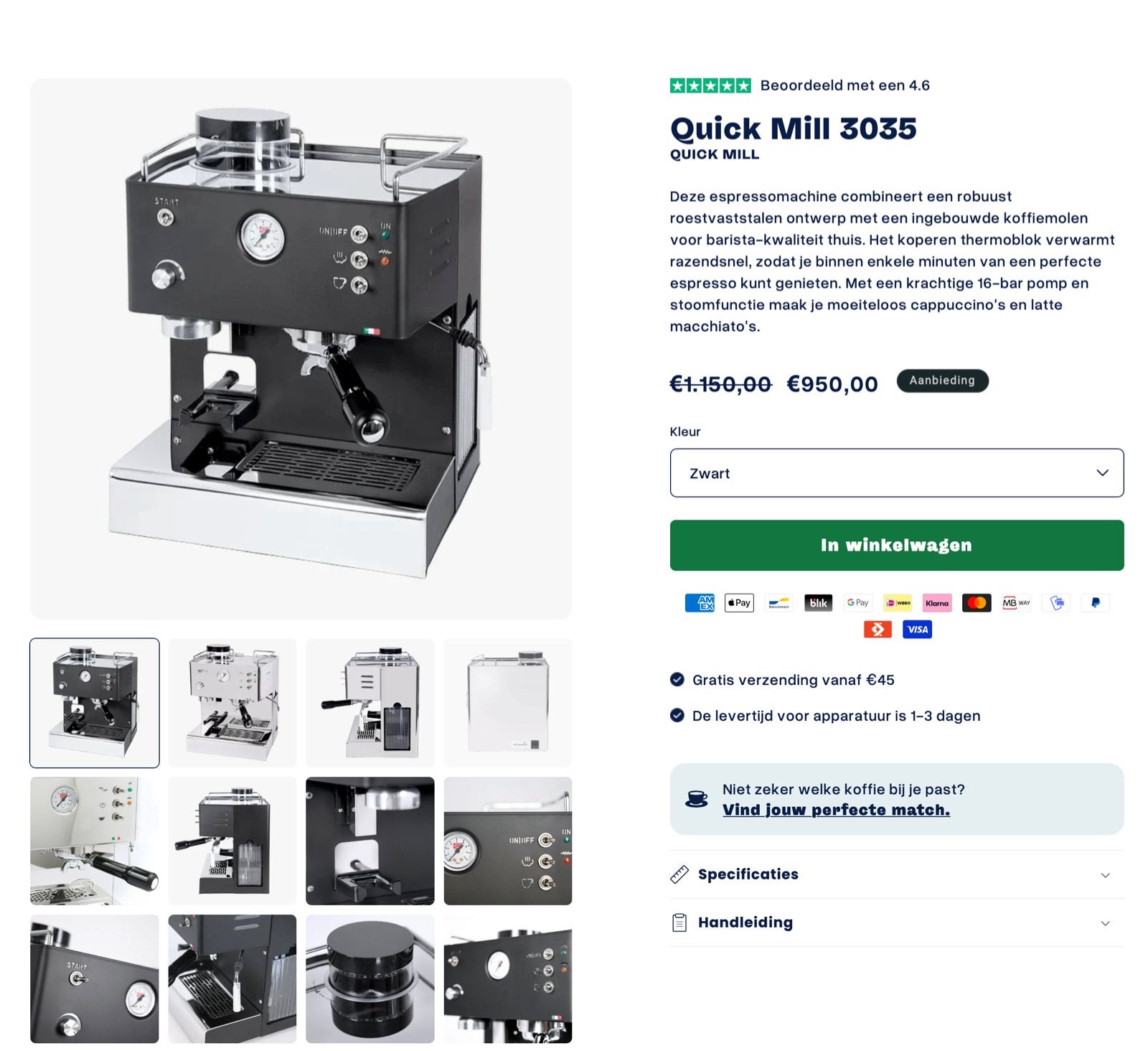 Quick Mill 3035 Espressoapparaat - Zo goed als nieuw, Espresso apparaat, Koffiebonen, Zo goed als nieuw, Ophalen