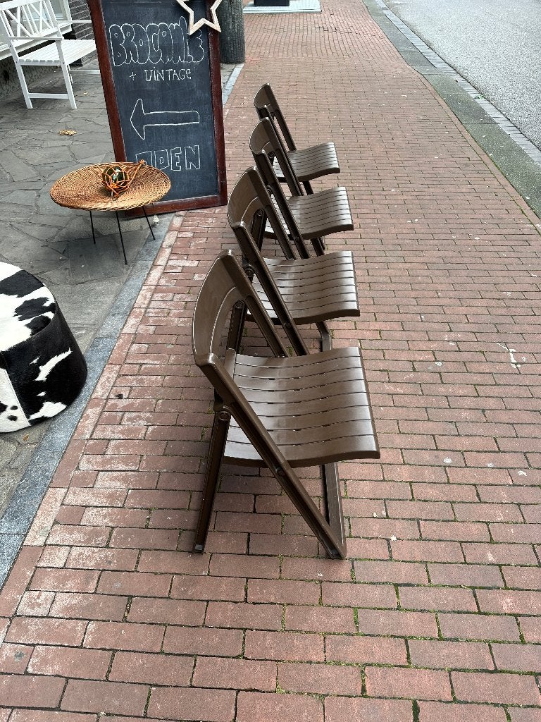 4x vintage design Allibert stoelen, kunststof klapstoelen, Ophalen, Kunststof, Gebruikt, -