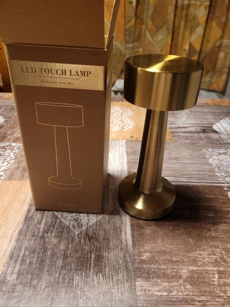 Nieuwe LED Touch Lamp - Goudkleurig, Nieuw, Ophalen of Verzenden, Minder dan 50 cm, Modern, minimalistisch