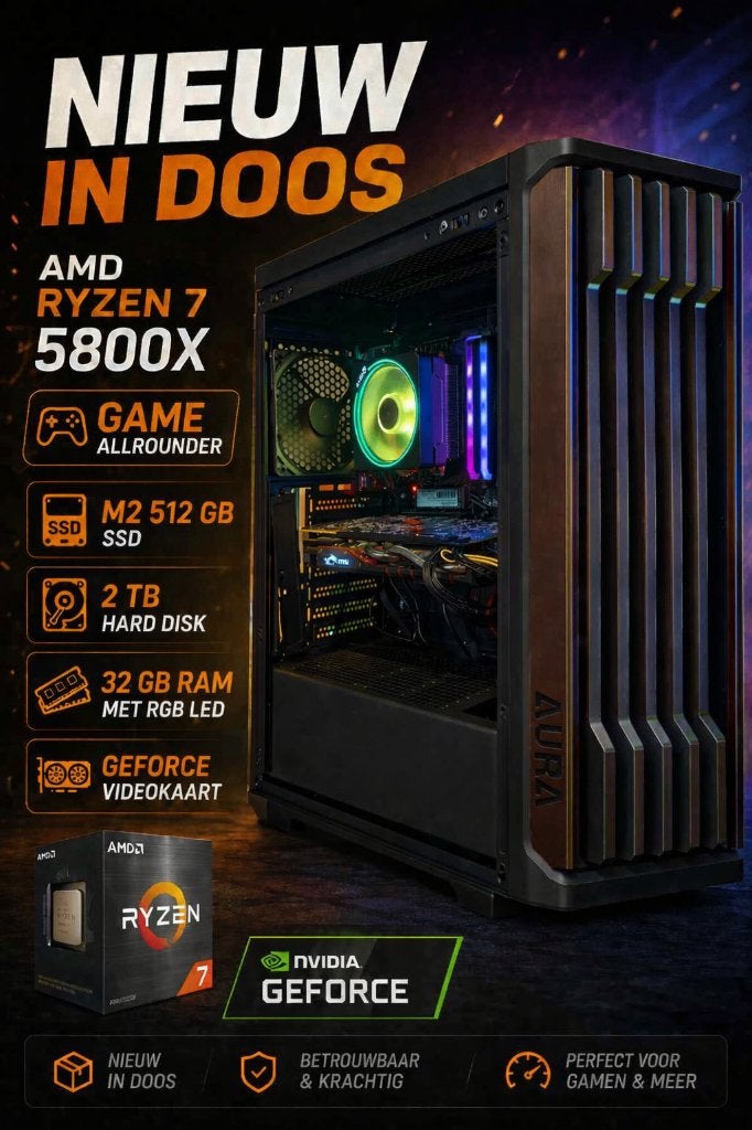 Nieuwe Game PC Ryzen 7+32GB RAM | M2 SSD + 2TB | Garantie, 32 GB, Ophalen of Verzenden, Gaming, HDD